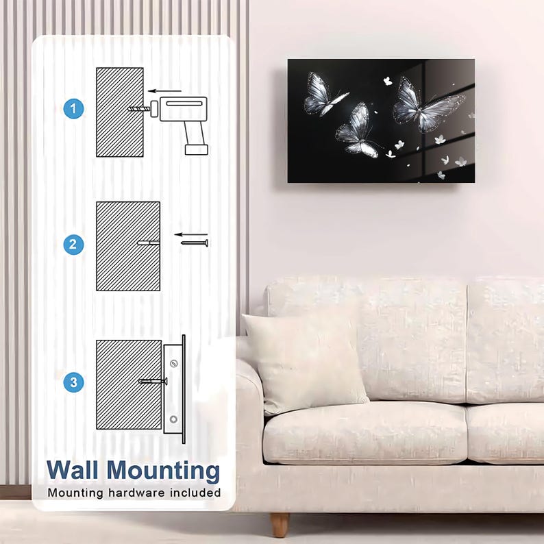 Glass Butterfly Wall Art Gun Storage Cabinet