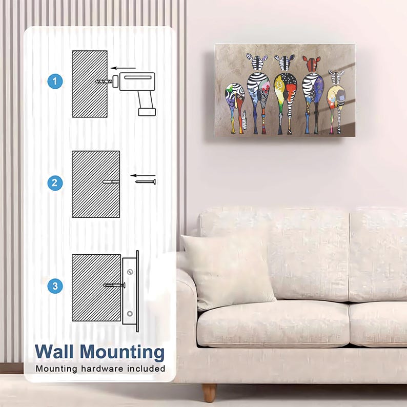 Glass Zebra Wall Art Gun Storage Cabinet