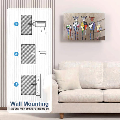 Glass Zebra Wall Art Gun Storage Cabinet