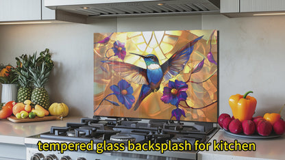 Hummingbird Stove Back Top Cover,Easy to Clean Glass Splashback