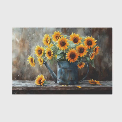 Glass Sunflower Oil Painting Wall Art Gun Storage Cabinet