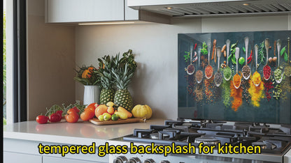 Spices-Tempered Glass Stove Backsplash