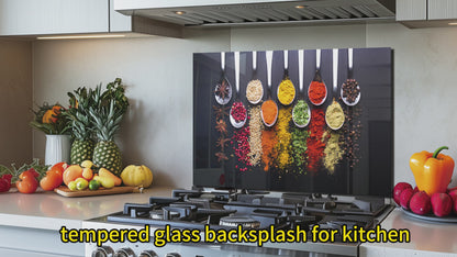 Tempered Glass Spoon Spice Stove Back Top Cover