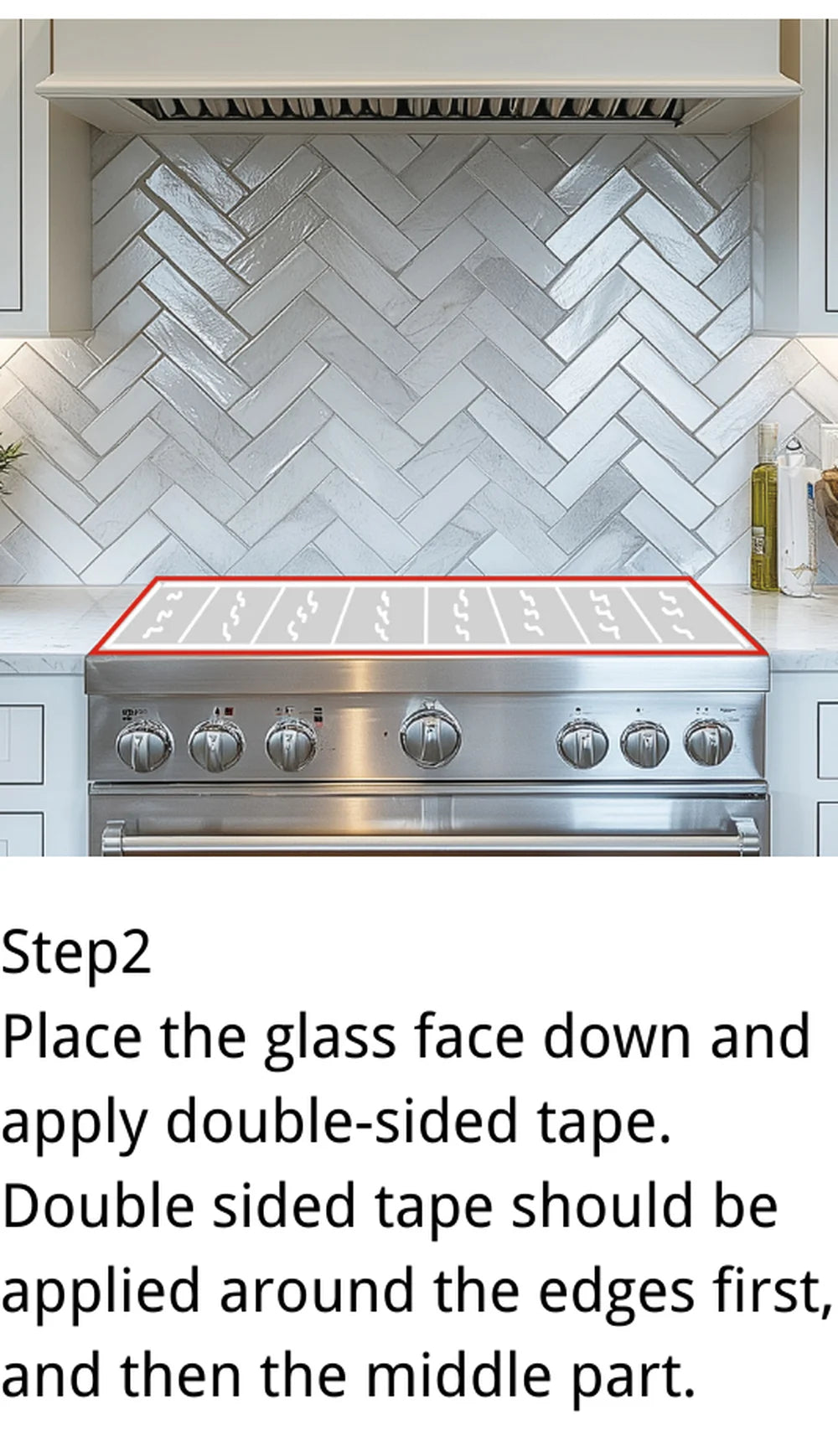 Step 2: Place the glass face down and apply double-sided tape