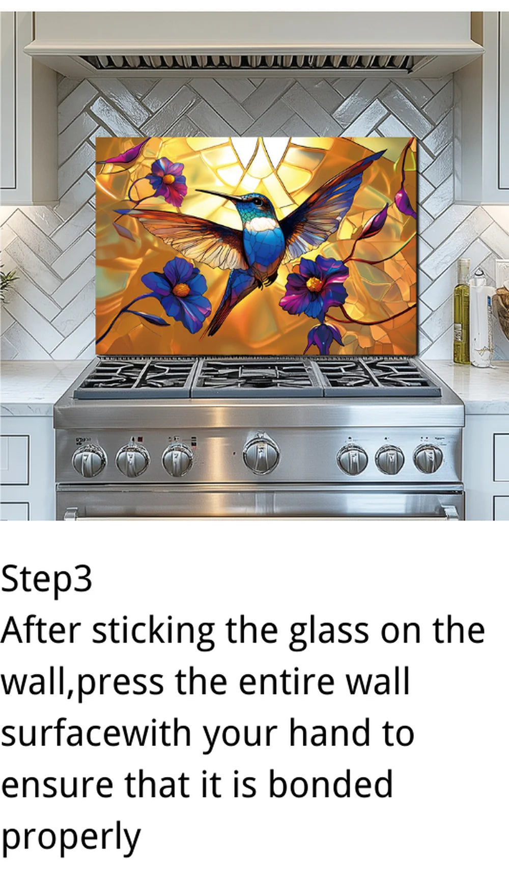 Step 3: Press the glass onto the wall until bonded properly