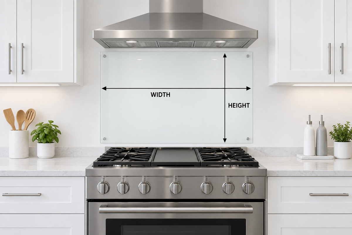 Measure the width and height of the wall behind your stove
